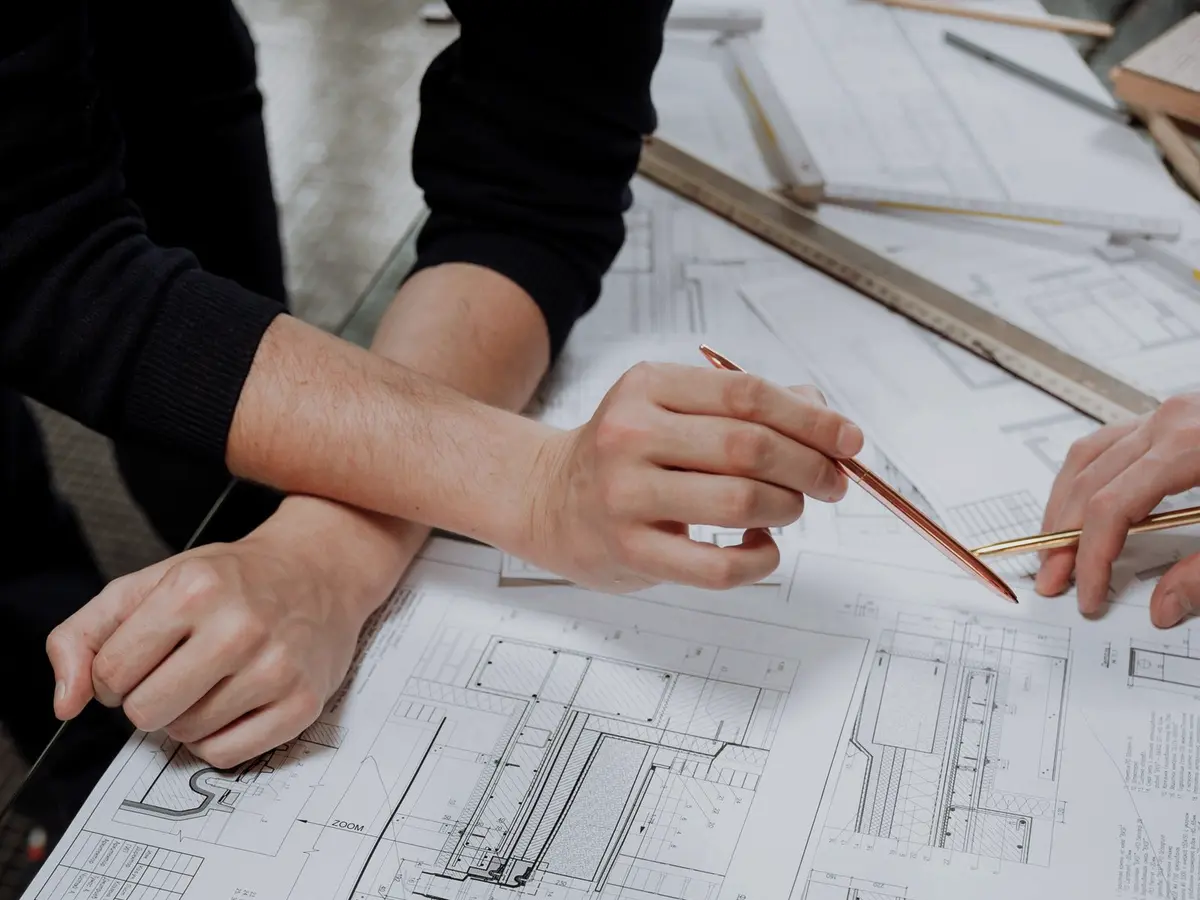 Reviewing construction plans